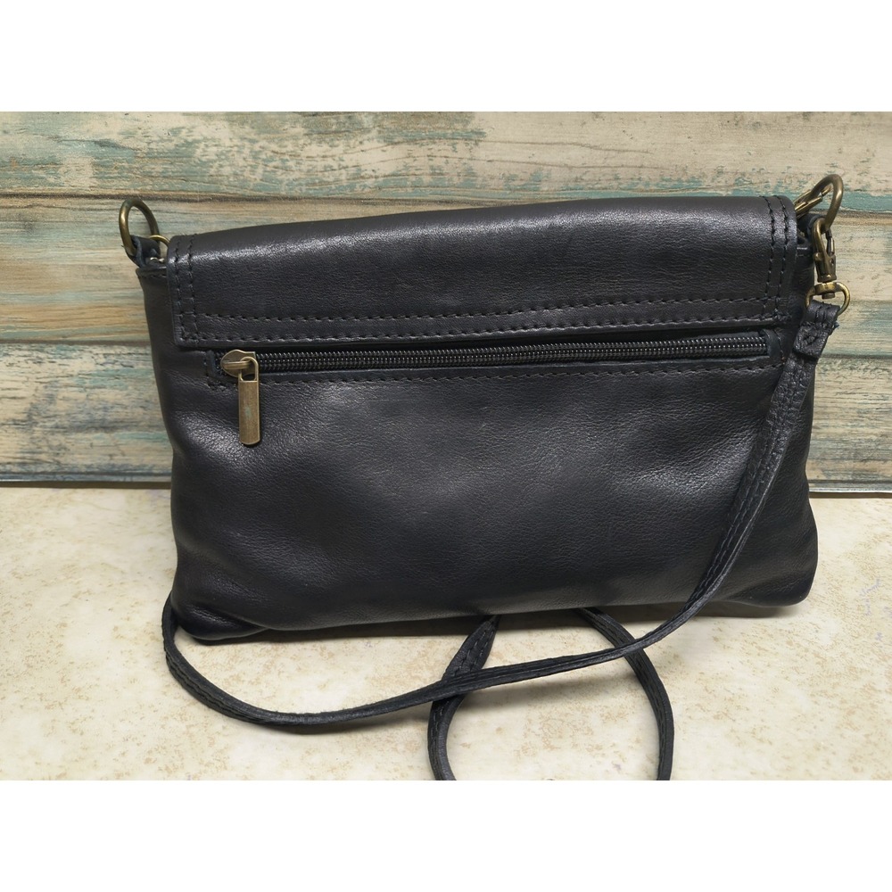 Vera Pelle Italian Black Leather Small Crossbody Purse - Picture 4 of 7